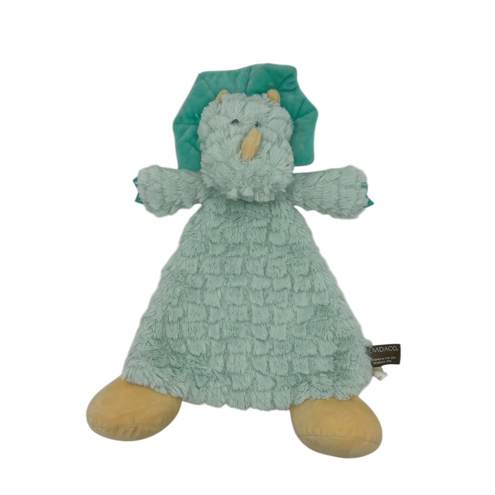 Demdaco Triceratops‎ Dinosaur Lovey Plush Rattle Teal Security Blanket Toy 2018